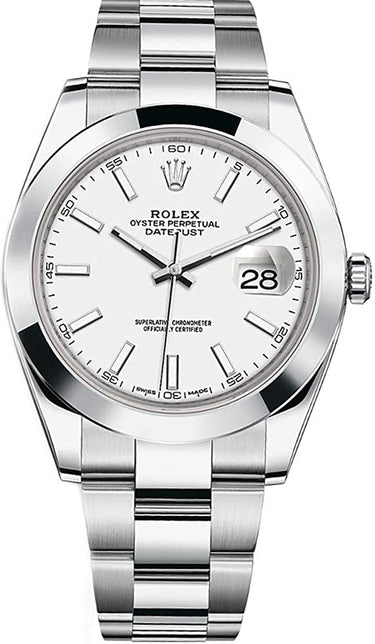 Rolex Datejust 41mm Oyster Bracelet Steel White Index Dial Reference # 126300 - WatchesOff5thWatch